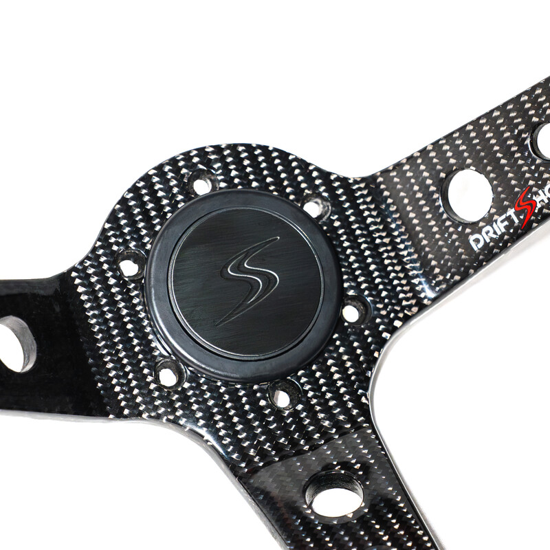 DriftShop Premium Steering Wheel (90 mm Dish), Alcantara, Carbon Spokes